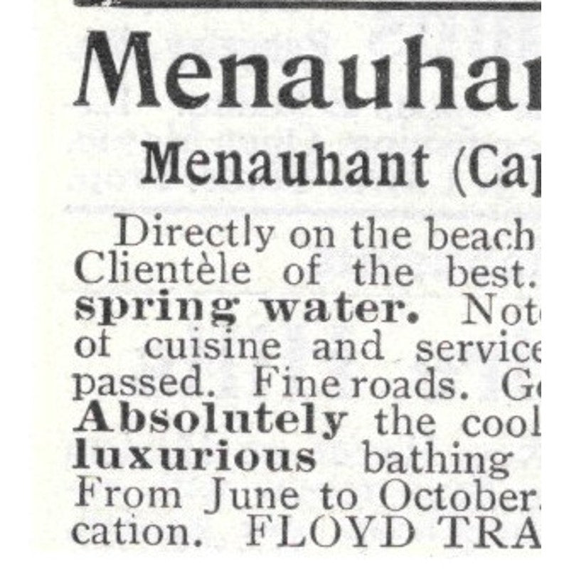 Menauhant Hotel Cape Cod Mass Floyd Travis - 1903 Original Ad AK5-S32