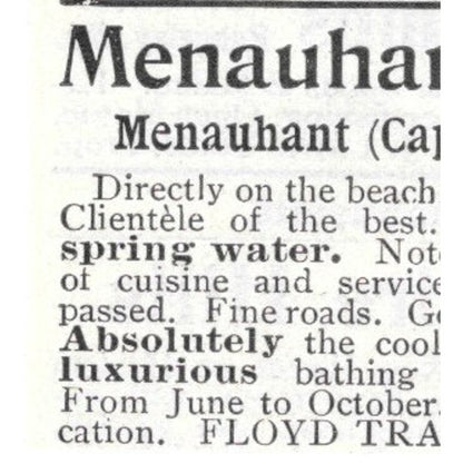 Menauhant Hotel Cape Cod Mass Floyd Travis - 1903 Original Ad AK5-S32