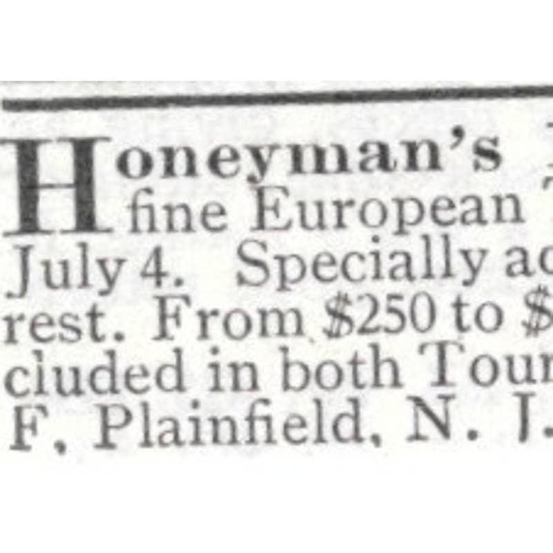 Honeyman's Private Tours Plainfield New Jersey - 1903 Original Ad TJ8-7-7