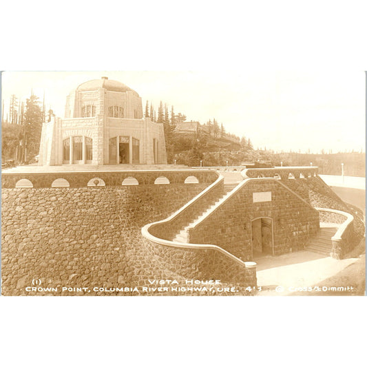 Vista House Crown Point Columbia River Highway OR RPPC Original Postcard P2-9