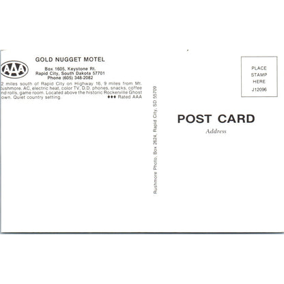 Gold Nugget Motel Rapid City SD AAA Original Postcard P2-3