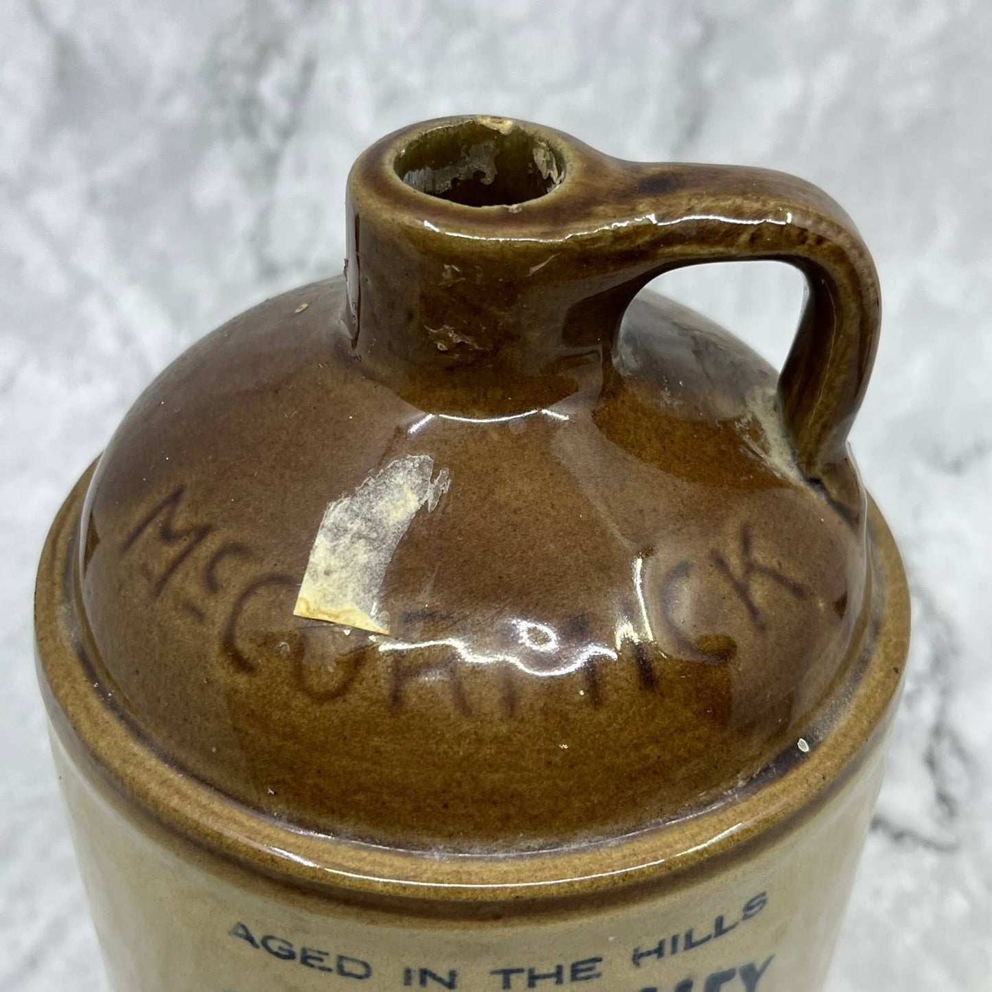 1960s McCormick Platte Valley Whiskey Bottle Ceramic Stoneware Pint Jug 6.5" TJ8