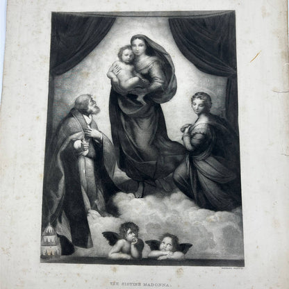 1880s Art Engraving - The Sistine Madonna - Raphael Sanzio ~11x14 FL5