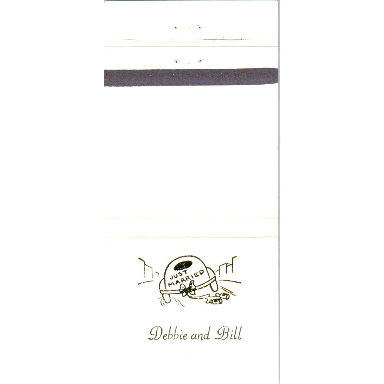 1970s Debbie & Bill Just Married Wedding Advertising Matchbook Cover MM9-7