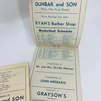 1944-47 Lot of 3 Basketball Schedules Centerville Indiana High School C13