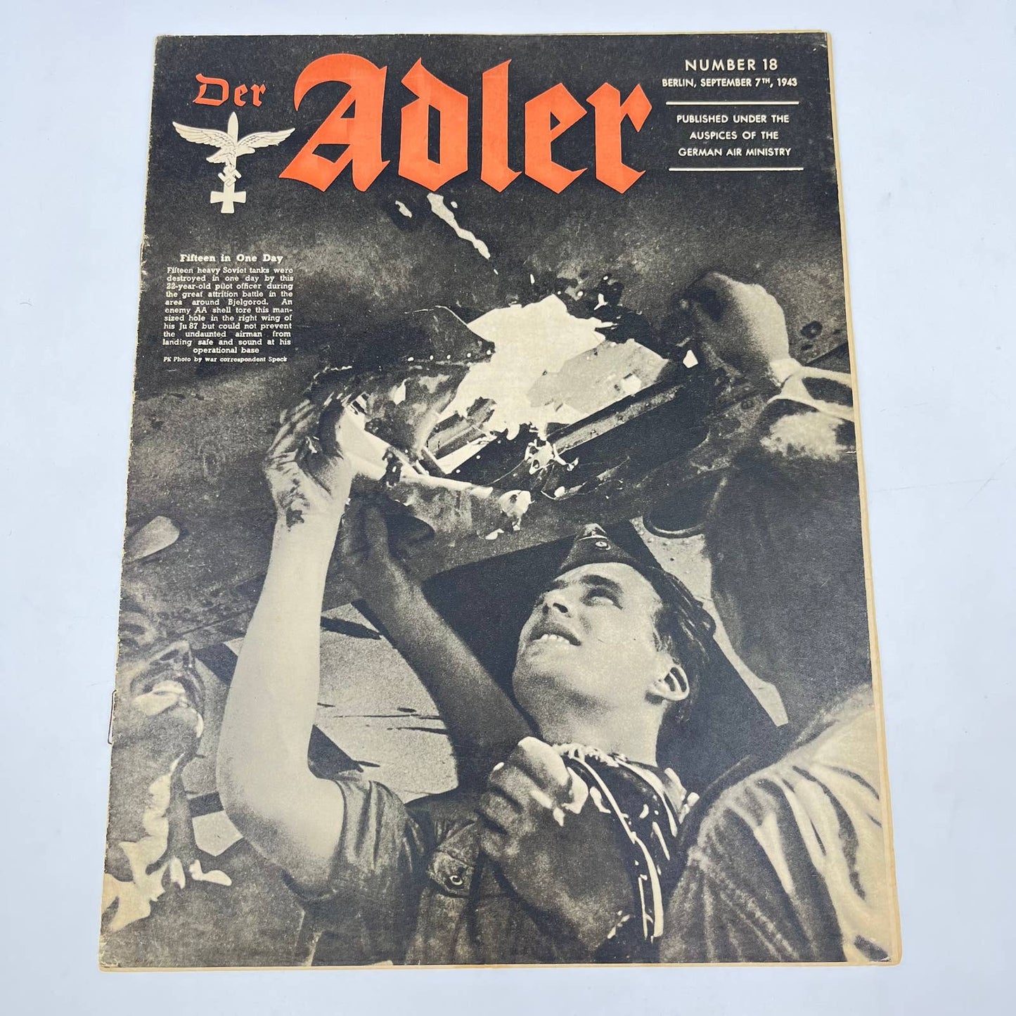 Original WWII German Luftwaffe “Der Adler” Magazine Sept 1943 ENGLISH Version FL3