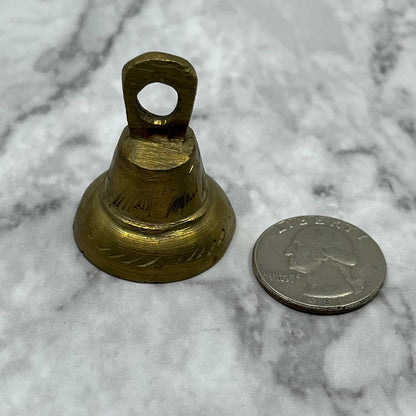 Vintage Etched Brass Bell of Sarna 1.5" India SA2