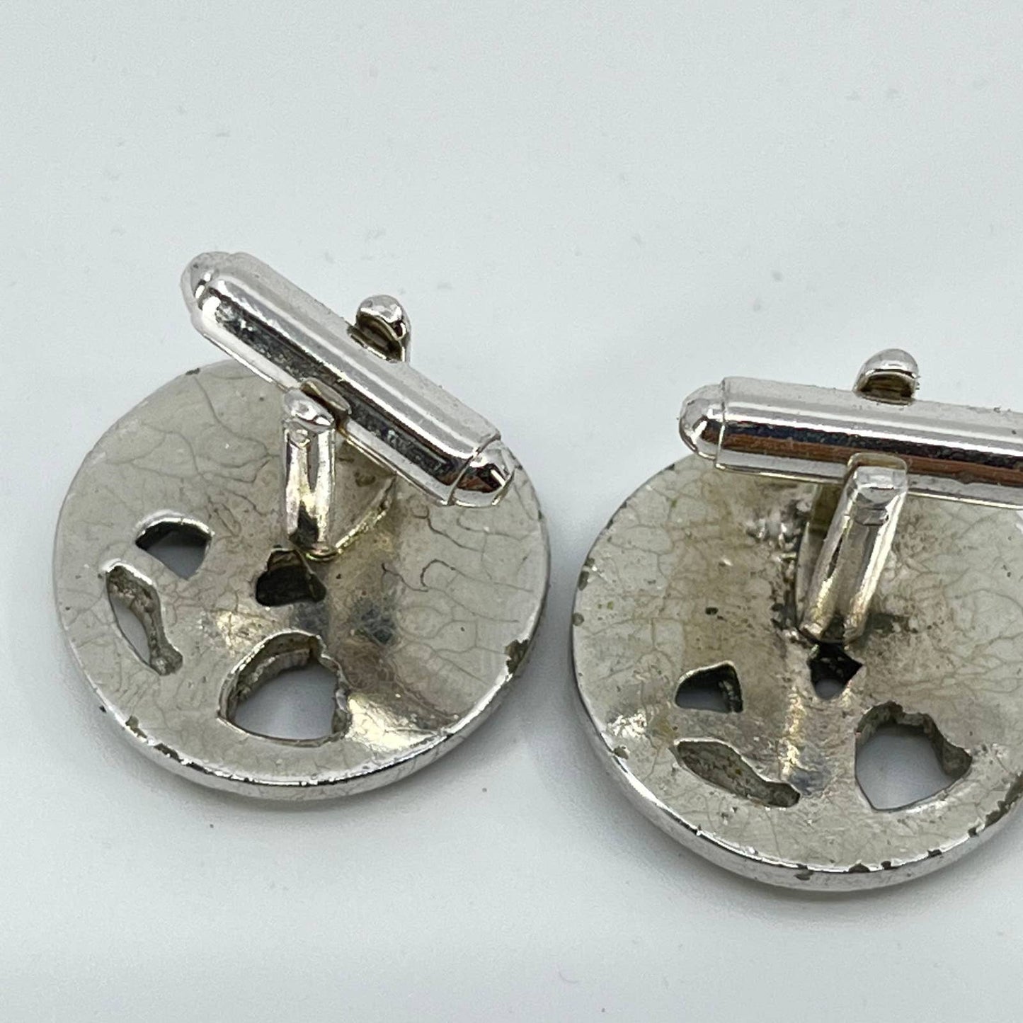 Vintage Silver Tone Ski Skiing Cufflinks Cuff Links SD2
