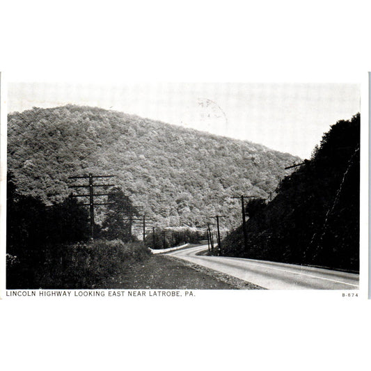 Vintage Postcard Lincoln Highway Looking East Near Latrobe PA TI1-1