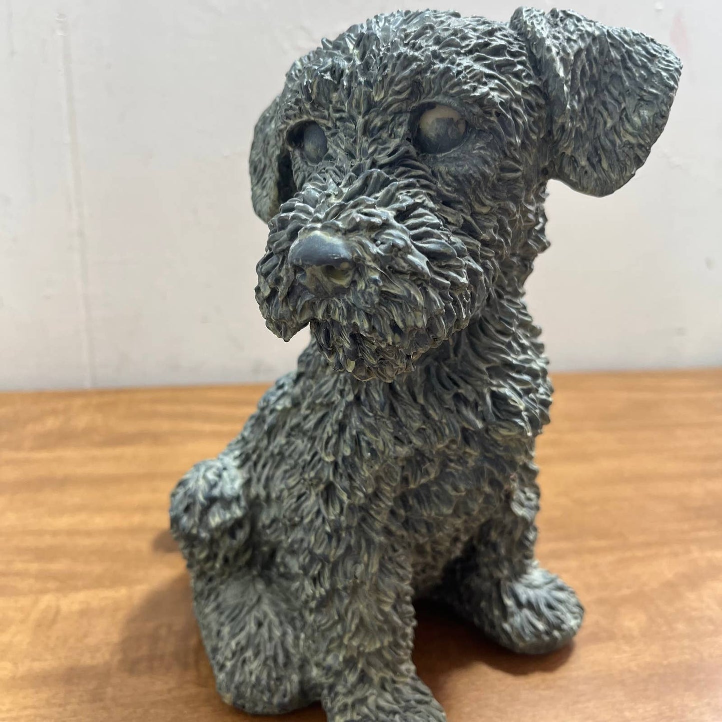 Vintage Large Cast Resin Poodle Puppy Statue Dog Sculpture Figurine 9” TA5