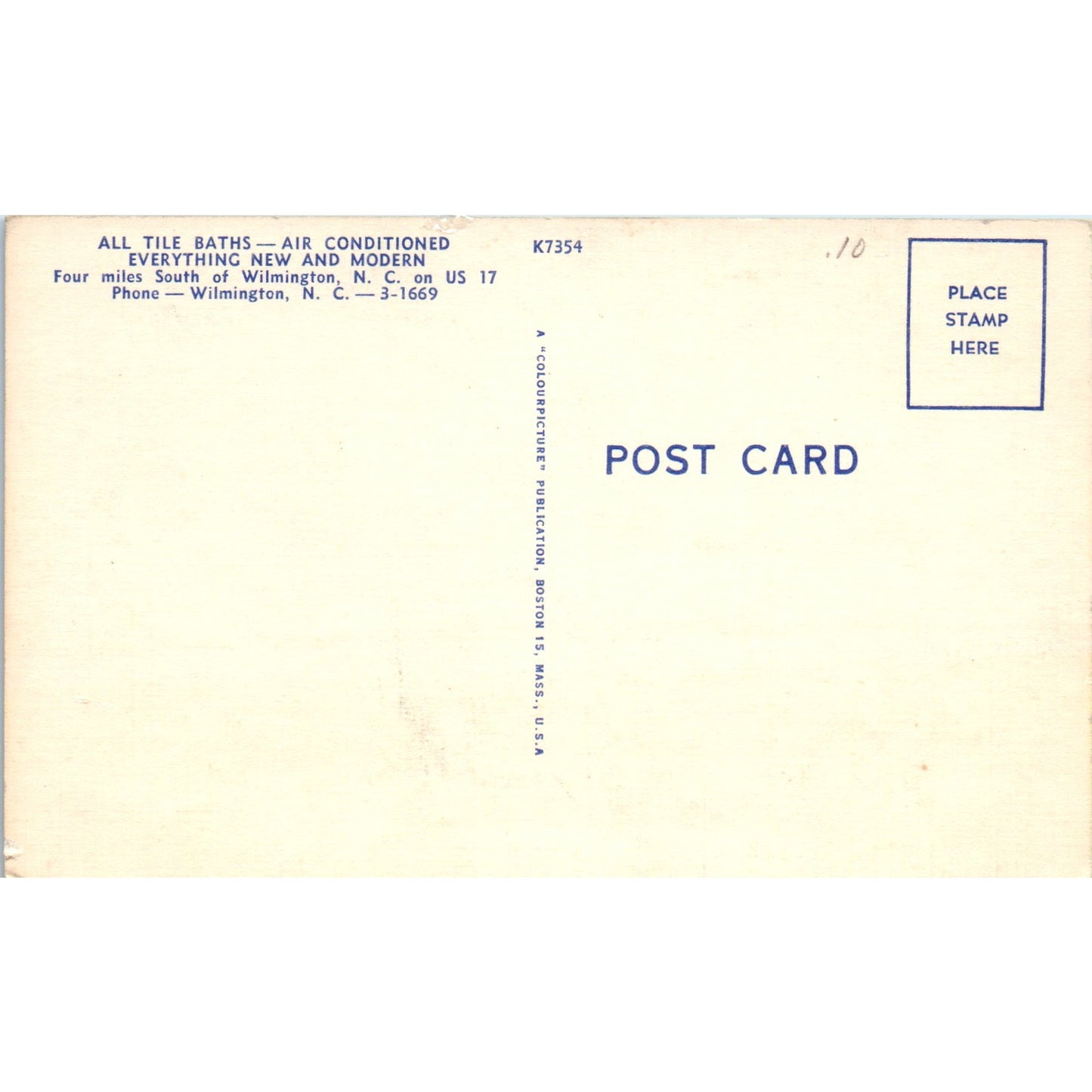 Town and Country Motel Wilmington NC Original Postcard P1-13
