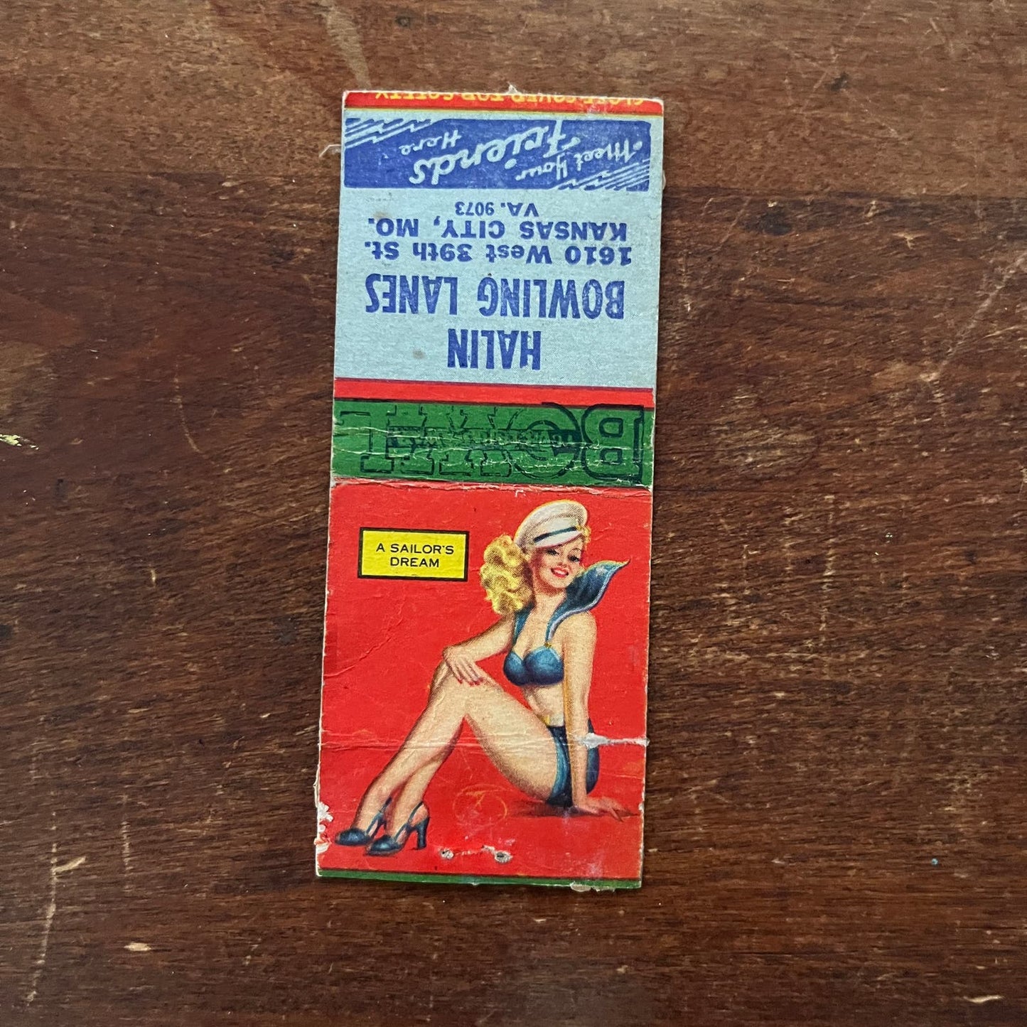 Halin Bowling Lanes Kansas City MO PINUP Matchbook Cover SA9-M12