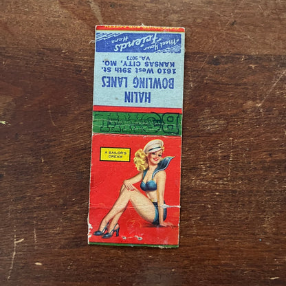 Halin Bowling Lanes Kansas City MO PINUP Matchbook Cover SA9-M12