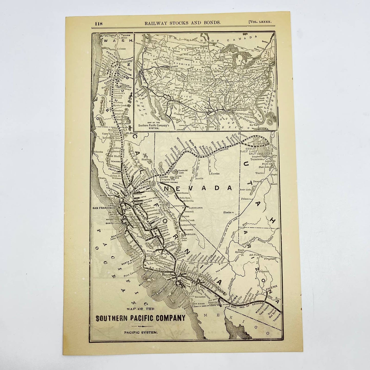 1910 Original 2 Sided Map Seaboard Air Line Railway & Southern Pacific Co. FL3