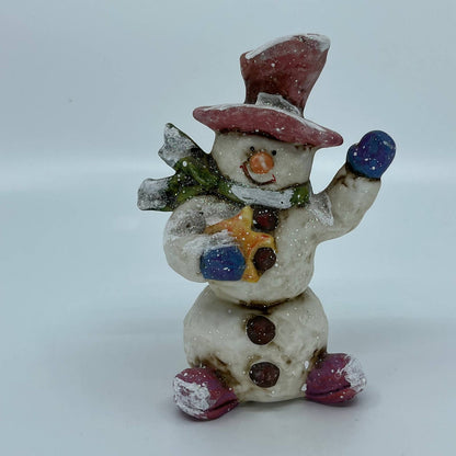 Vintage Porcelain Hand Painted Frosty The Snowman Christmas Figurine 6” TB5