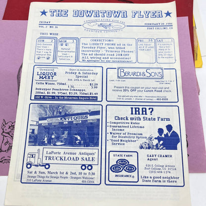 1980s Laporte Avenue Antiques Flyer and Newsletter Lot Ft. Collins CO AB3