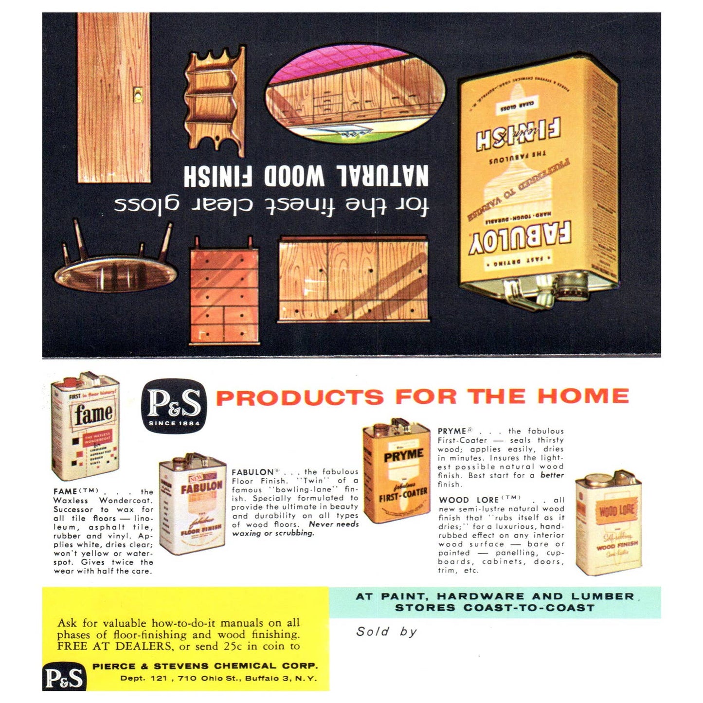 1950s MCM Advertising Booklet Fabuloy Wood Finish Pierce & Stevens SE4