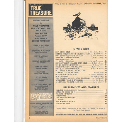 Long John Lathams Lost Treasure Magazine Lost Mines, Buried, Sunken Feb 1971 MB1