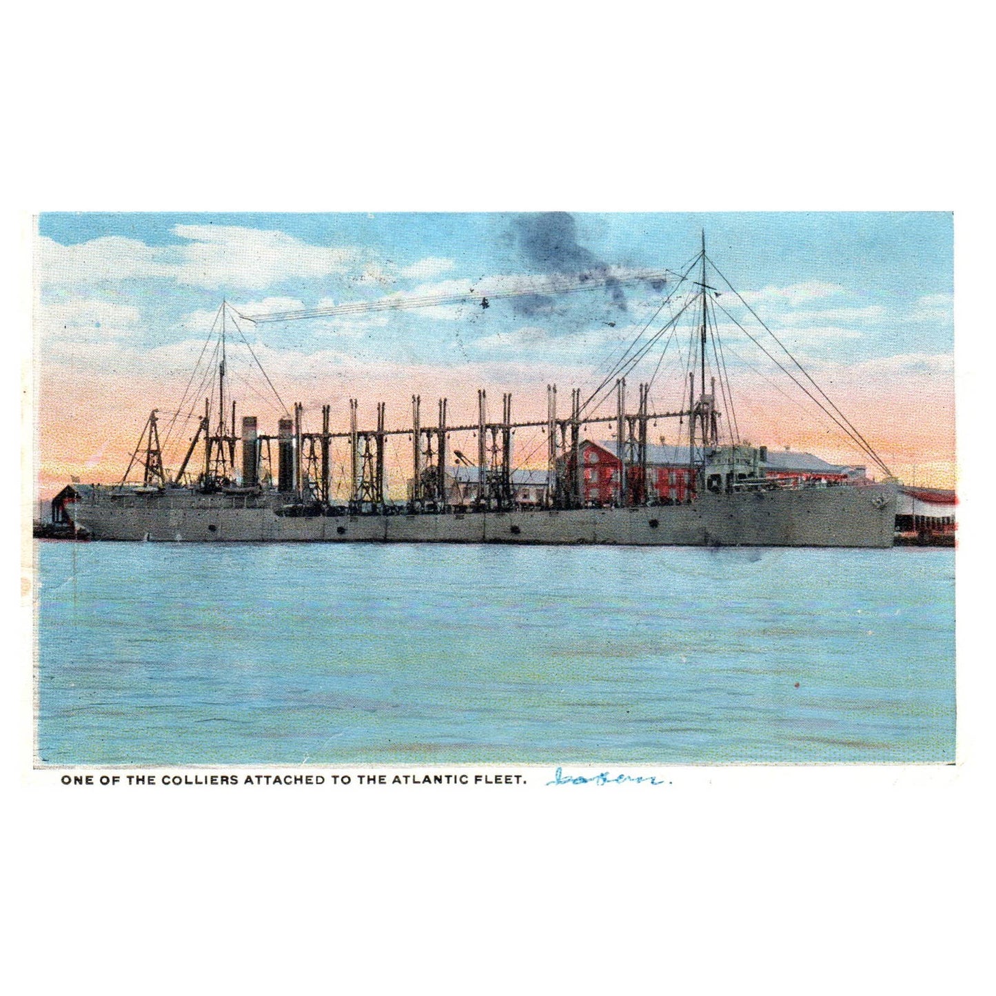 One of the Colliers Attached to the Atlantic Fleet - Original Postcard TJ8-5