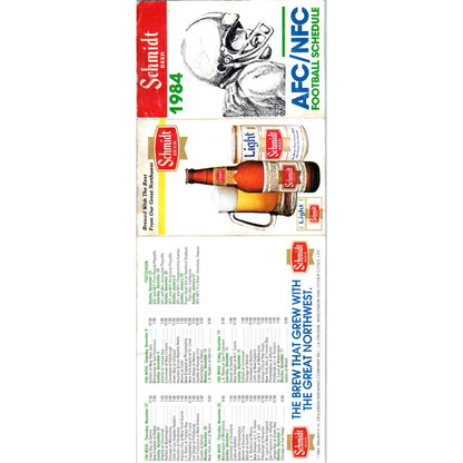 1984 AFC-NFC NFL Football Pocket Schedule Schmidt TK1-P3