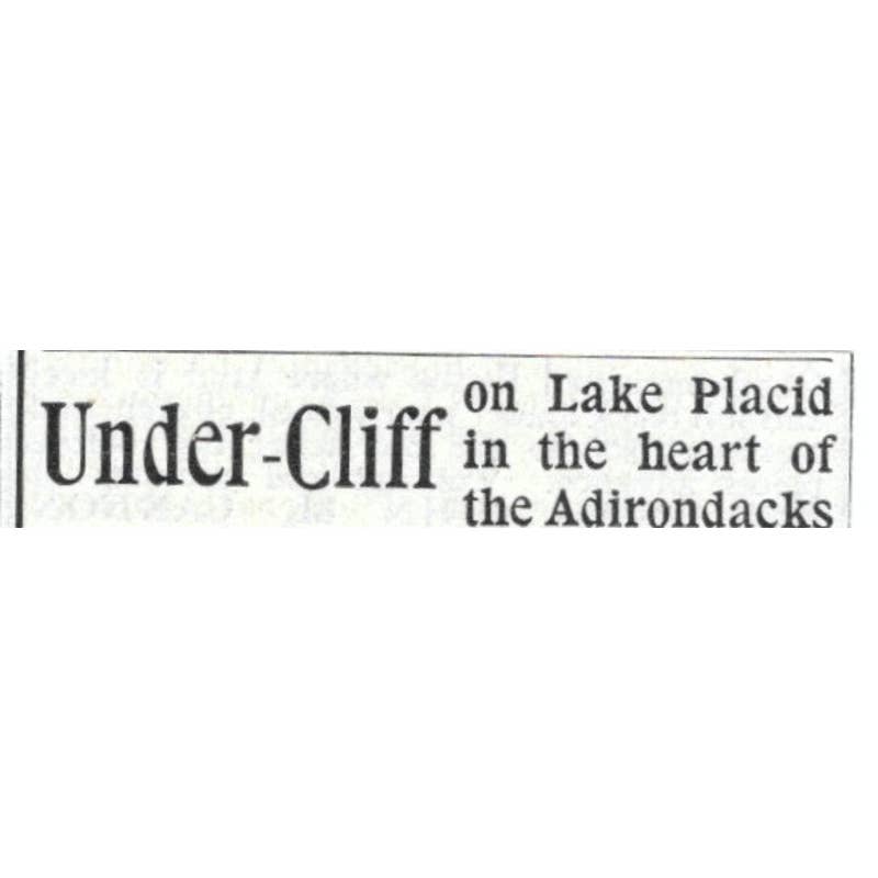 Under Cliff on Lake Placid Mrs. H.D. Hunt NYC - 1903 Original Ad TJ7-S9