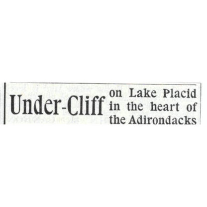 Under Cliff on Lake Placid Mrs. H.D. Hunt NYC - 1903 Original Ad TJ7-S9