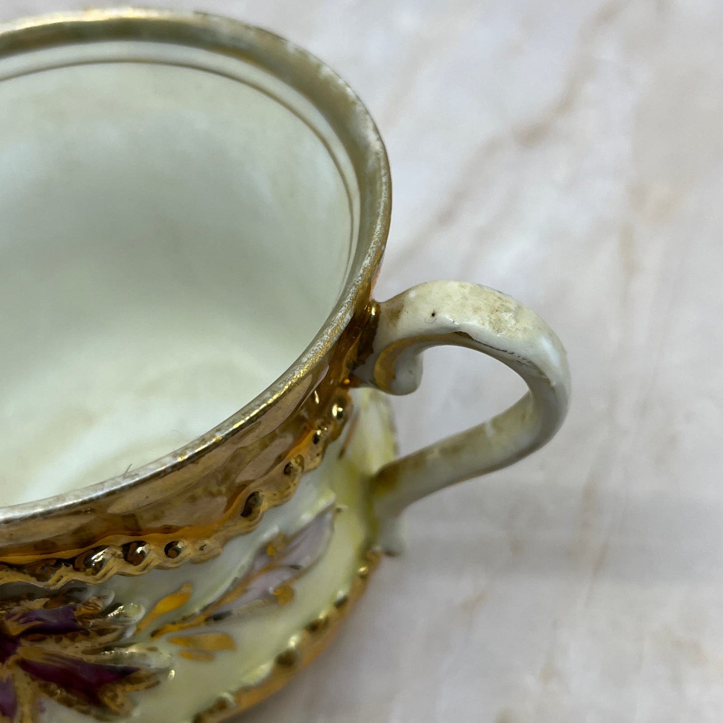 Gold Flower Maroon Floral Embossed Tea Coffee Cup Germany TE5