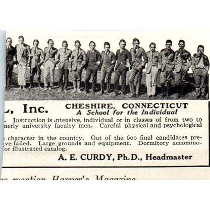 c1920 Harper's Magazine Ad - Loomis Institute N.H. Batchelder Windsor CT EA3