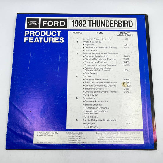 1982 Ford Promo Laserdisc Laser Disc 82 Ford THUNDERBIRD Preview TA3