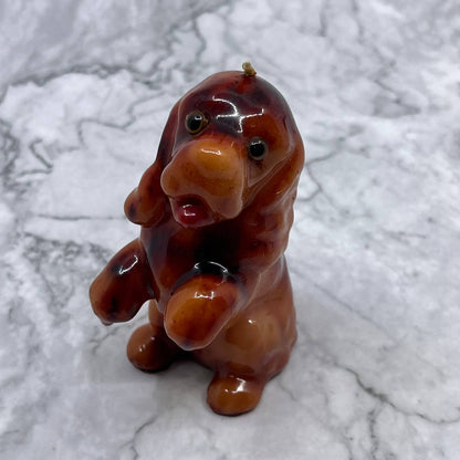 1970s Retro Cocker Spaniel Dog Candle Glazed Wax 4" TE3