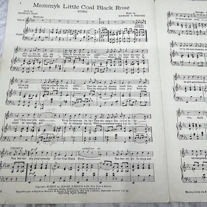 Mammy's Little Coal Black Rose Al Jolson Whiting 1916 Sheet Music TK2-SM2