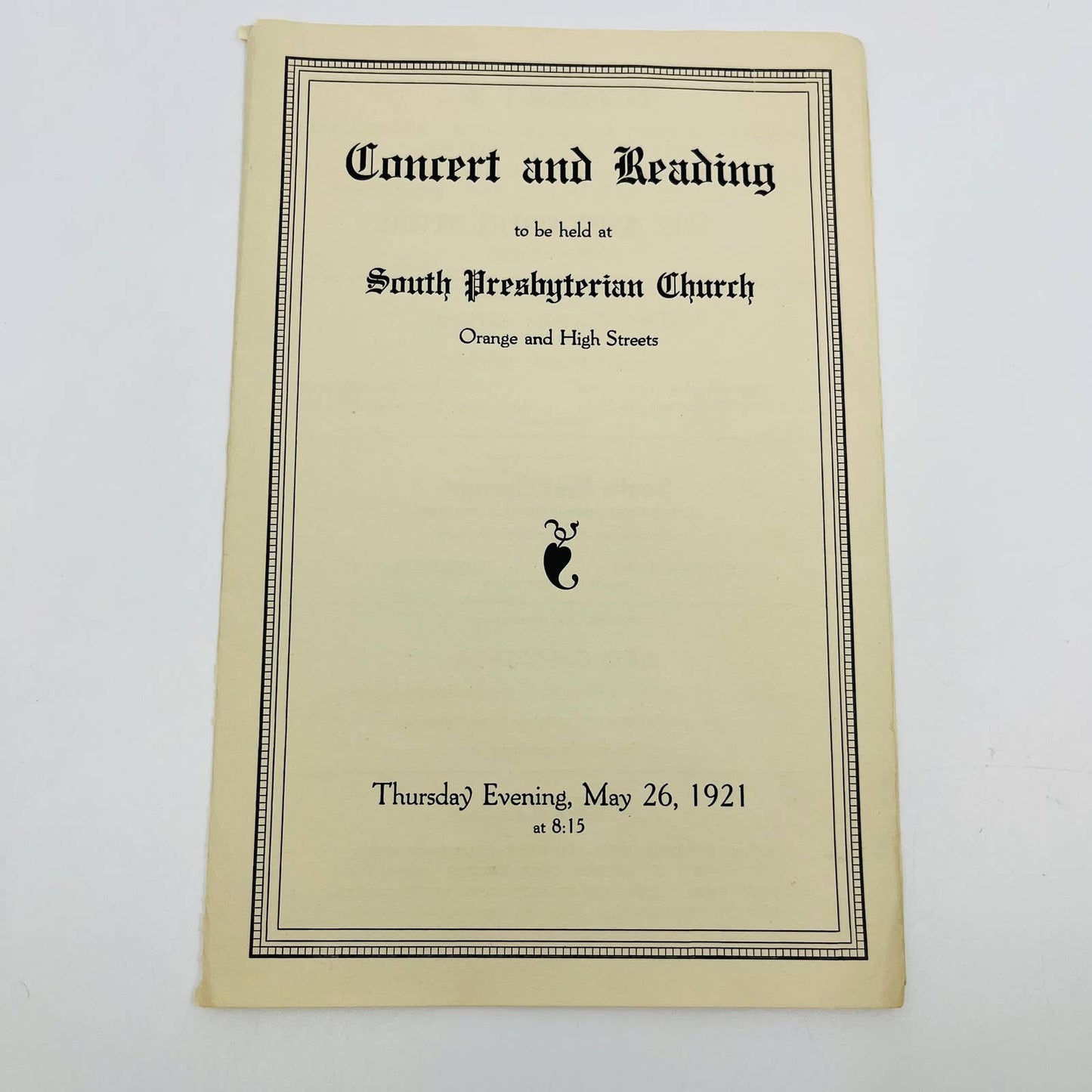 1921 South Presbyterian Church Montclair New Jersey Concert Program D6