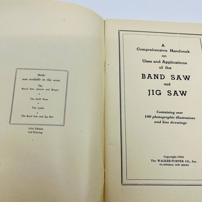 1936 The Band Saw and Jig Saw Their Use and Application Illustrated Book BA1