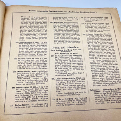 1926 German Book Practical Pastry Art Special Selected Recipes Erich Weber TF7