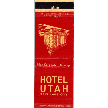 Hotel Utah Salt Lake City Advertising Matchbook Cover SA9-M8