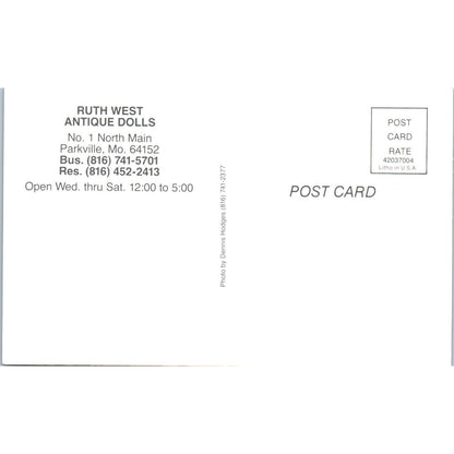 Ruth West Antique Dolls Parkville MO Original Postcard PB10
