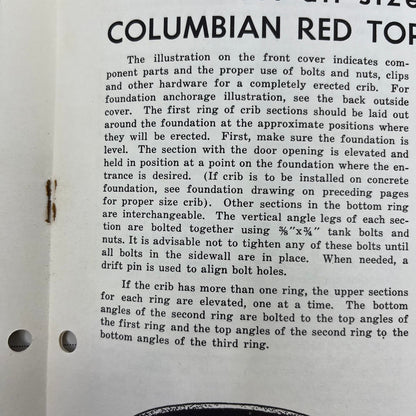 1950s Columbian Red Top Corn Cribs Manual Assembly Instructions L4-2