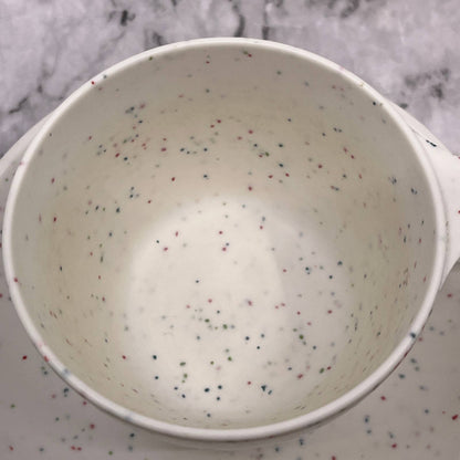 Imperial Ware Speckled Confetti White MCM Cup & Saucer Melmac Malamine TA3