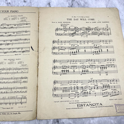 The Day Will Come Jas. A. Fairfield NY Clipper 1898 Sheet Music V42-1