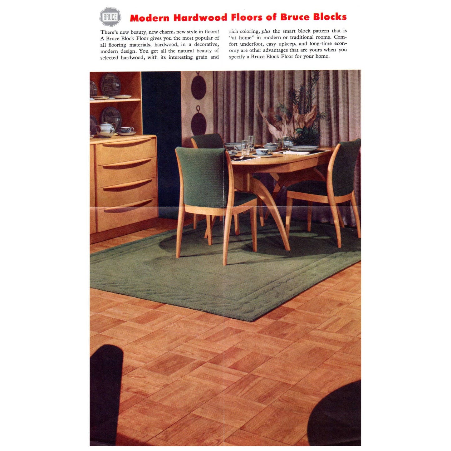 1950s MCM Advertising Brochure Bruce Hardwood Block Floor SE4