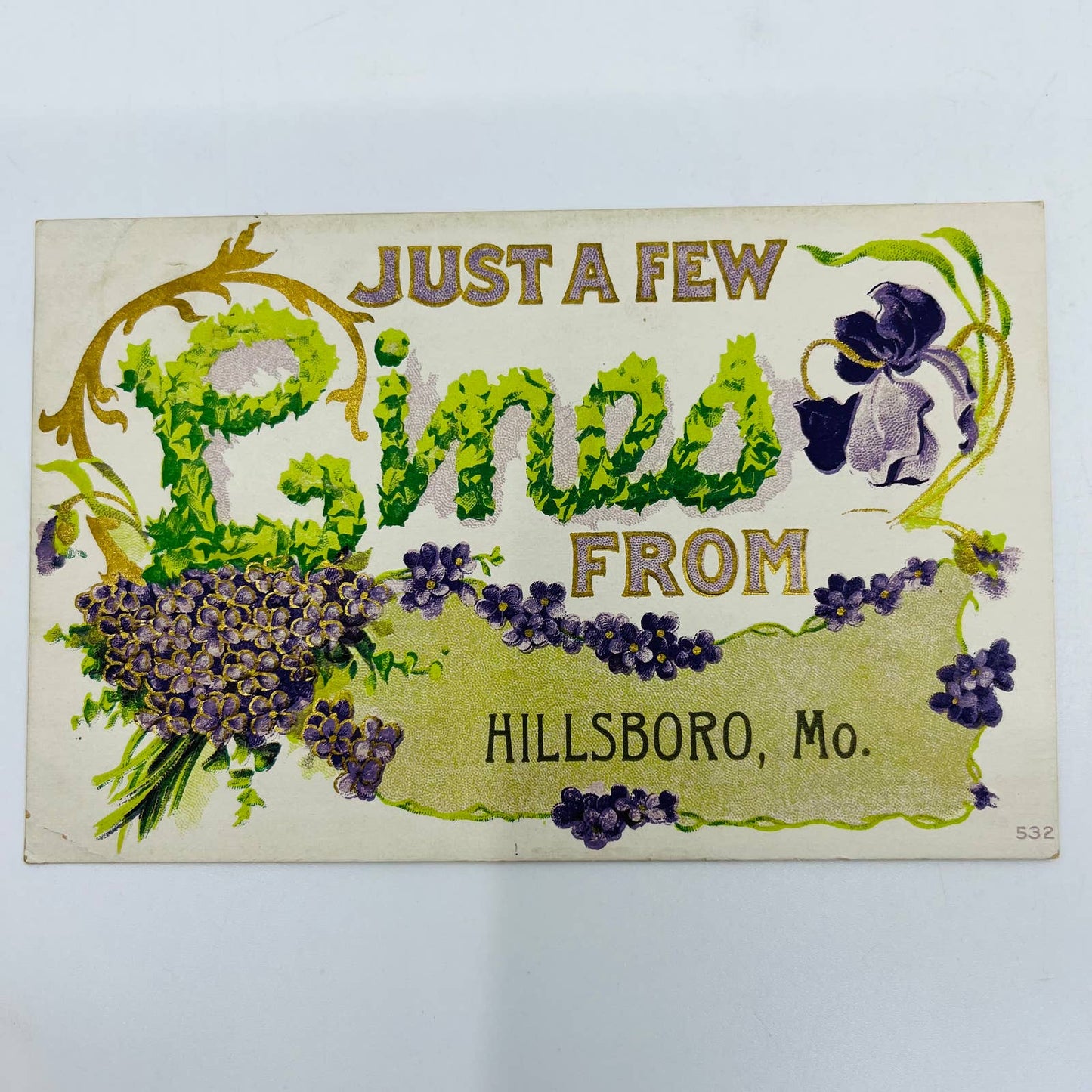 1910s Postcard Just a Few Lines From Hillsboro MO PA8