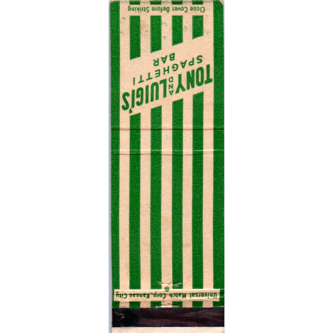 Tony and Luigi's Spaghetti Bar Lincoln NE Advertising Matchbook Cover SA1-M1