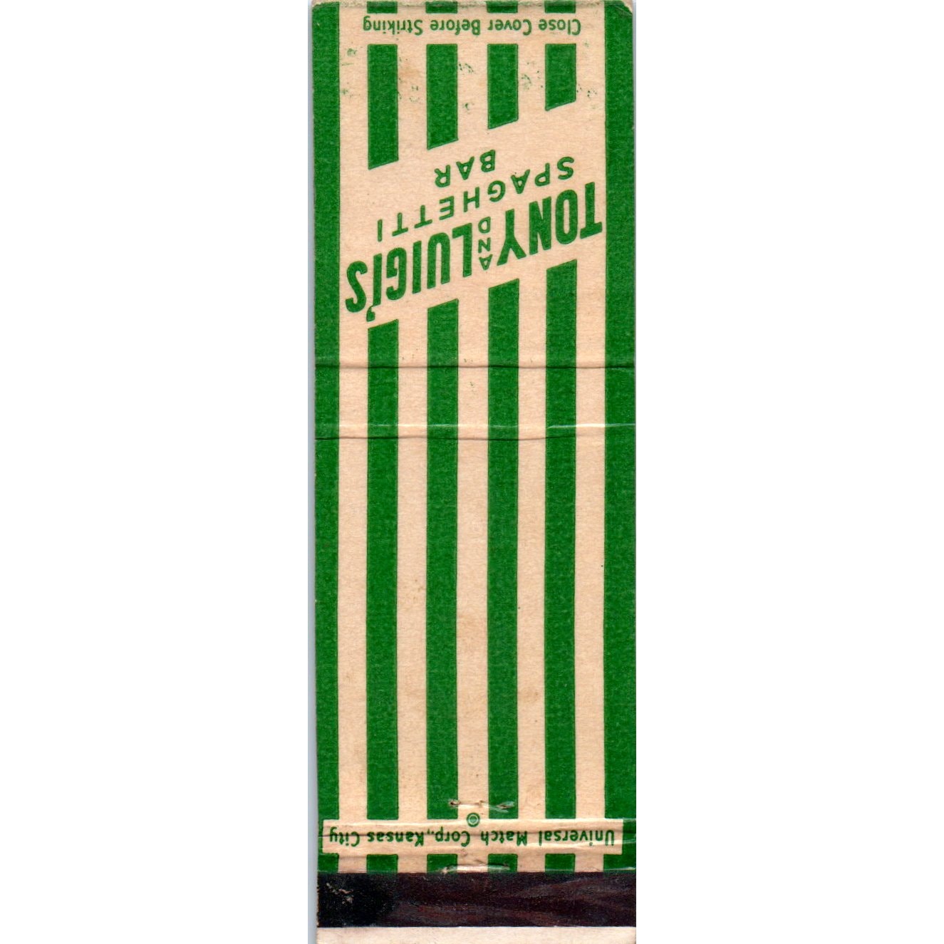 Tony and Luigi's Spaghetti Bar Lincoln NE Advertising Matchbook Cover MM10-2