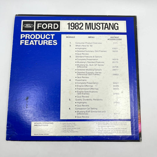 1982 Ford Promo Laserdisc Laser Disc 82 Ford MUSTANG Preview TA3