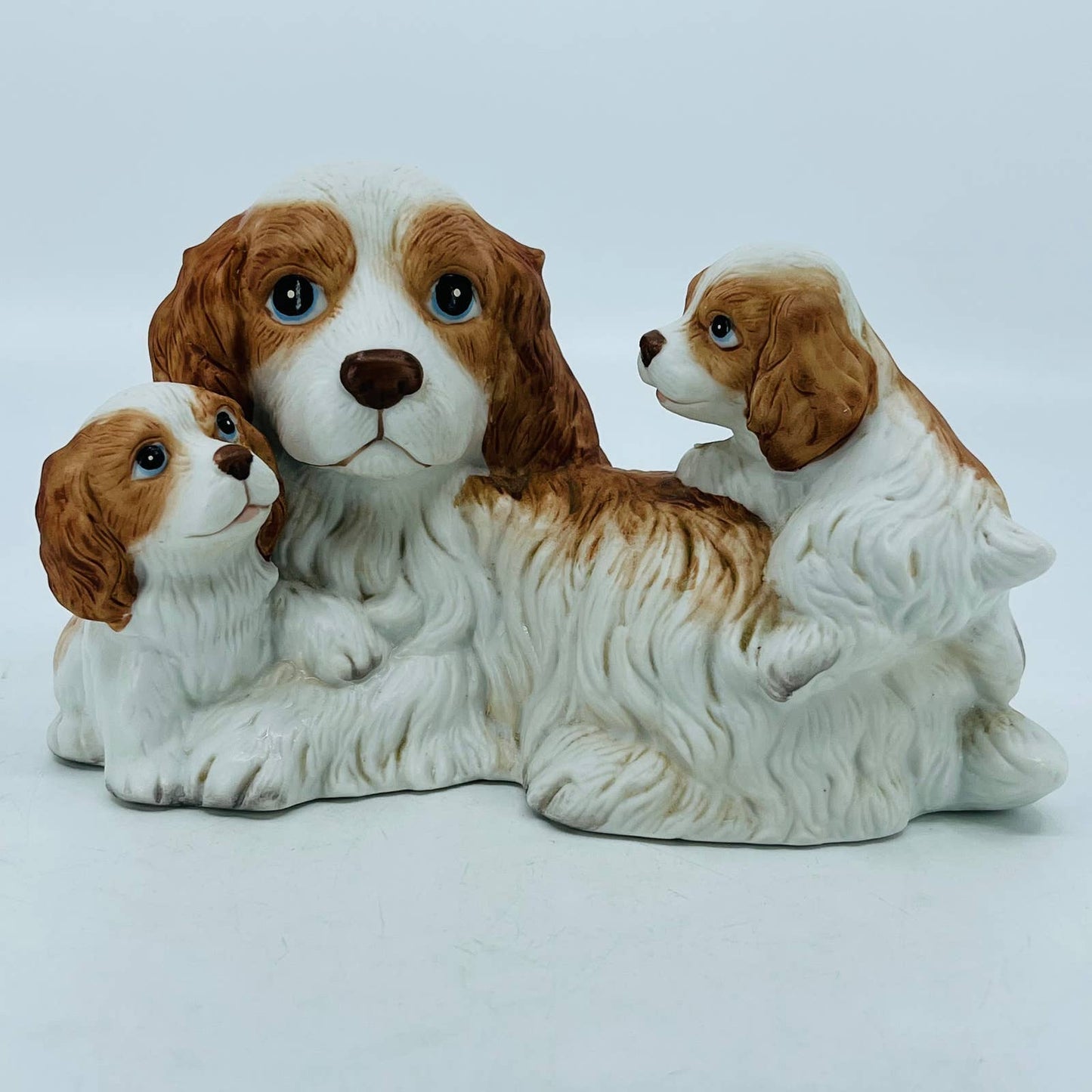 Vintage Homco #1434 Hand Painted Cocker Spaniel & Puppies Porcelain Figurine TC3