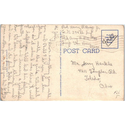 Cheating Rooster Comic Humor Camp Van Dorn Mississippi Original Postcard TK1-P13