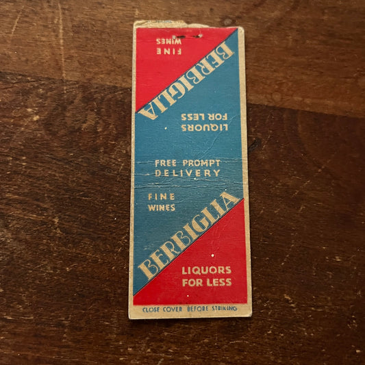 Berbiglia Liquor for Less Advertising Matchbook Cover MM11-5