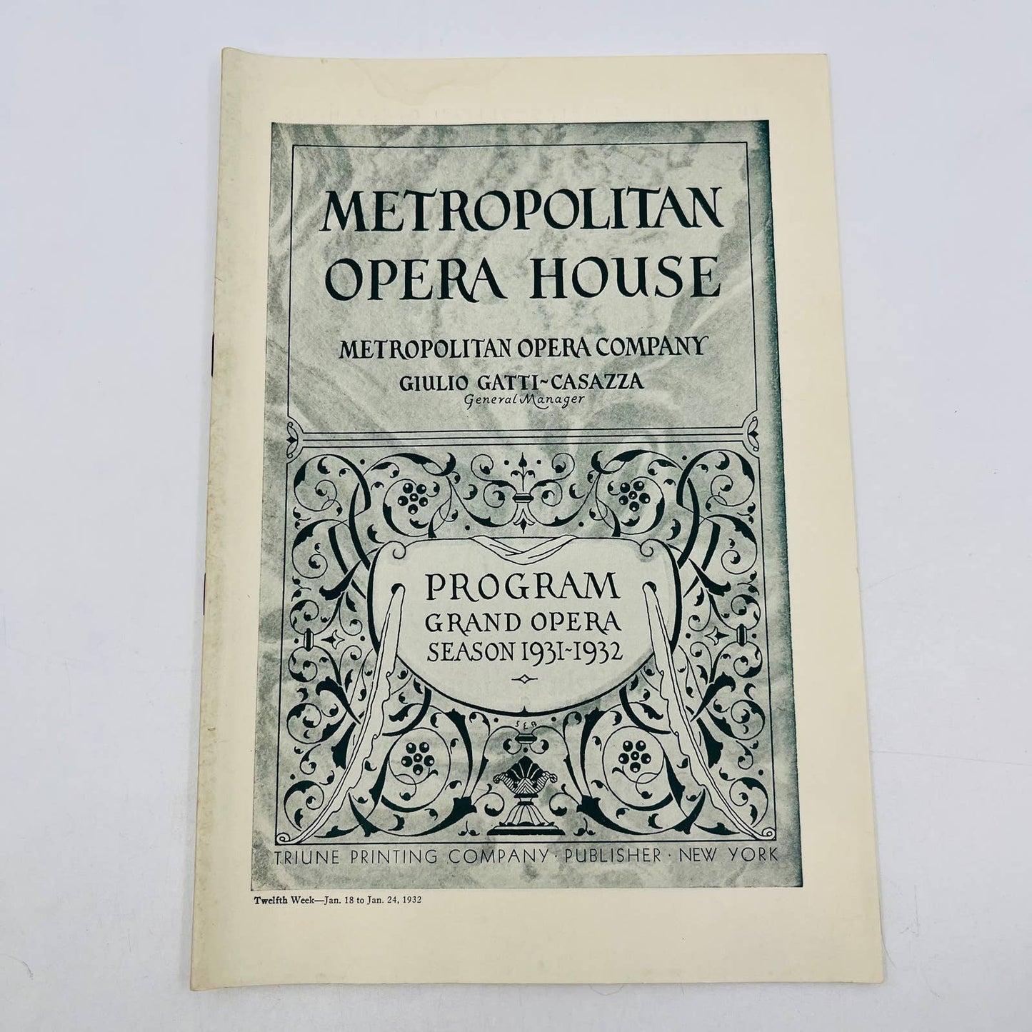 1931-32 Season Metropolitan Opera House MET Grand Opera Program Week 12 NYC TD6