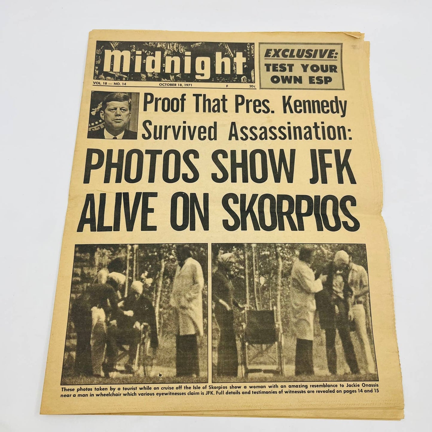 1971 Midnight Tabloid JFK Alive on Isle of Skorpios Conspiracy TD9