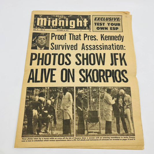 1971 Midnight Tabloid JFK Alive on Isle of Skorpios Conspiracy TD9